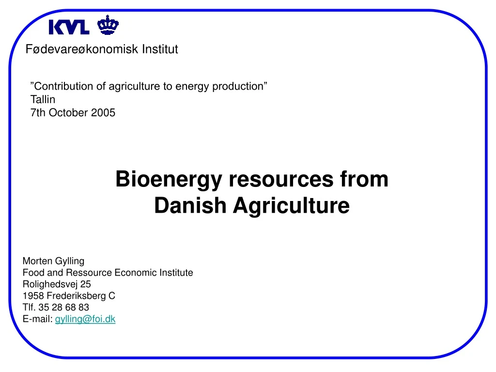 contribution of agriculture to energy production