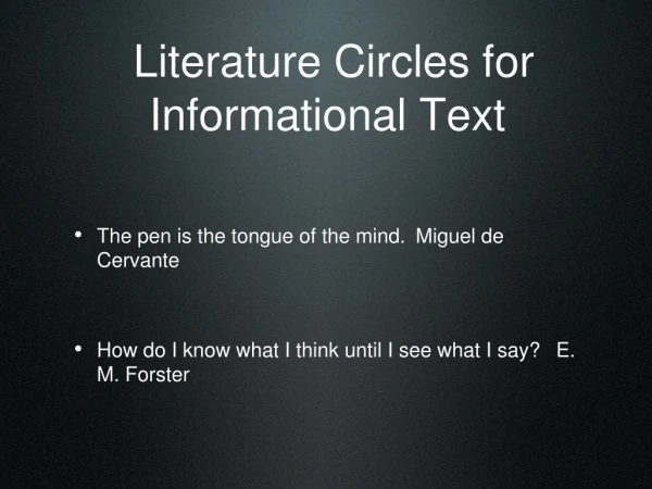 Literature Circles for Informational Text