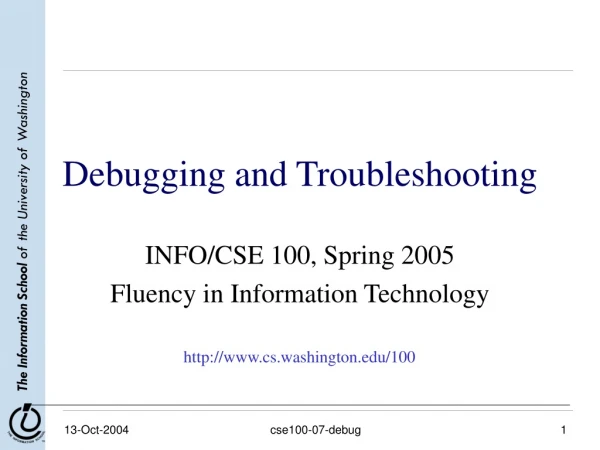 Debugging and Troubleshooting