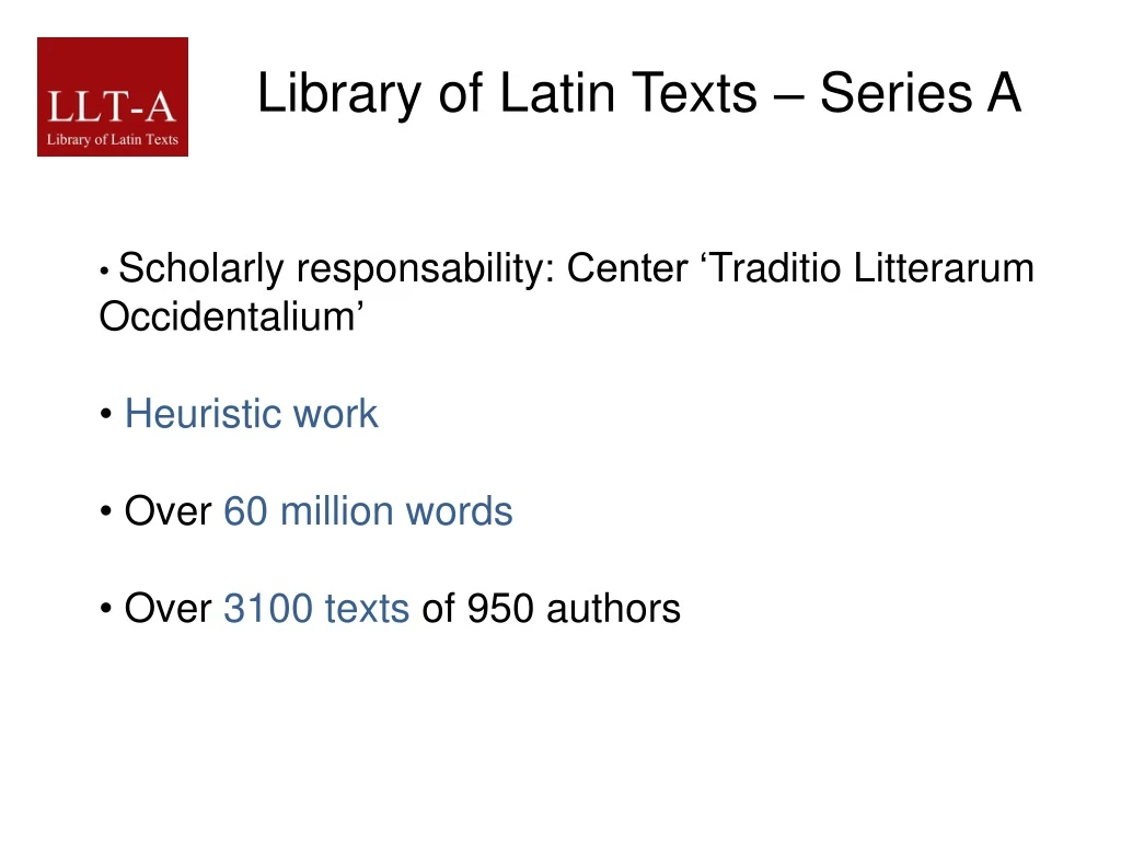 library of latin texts series a