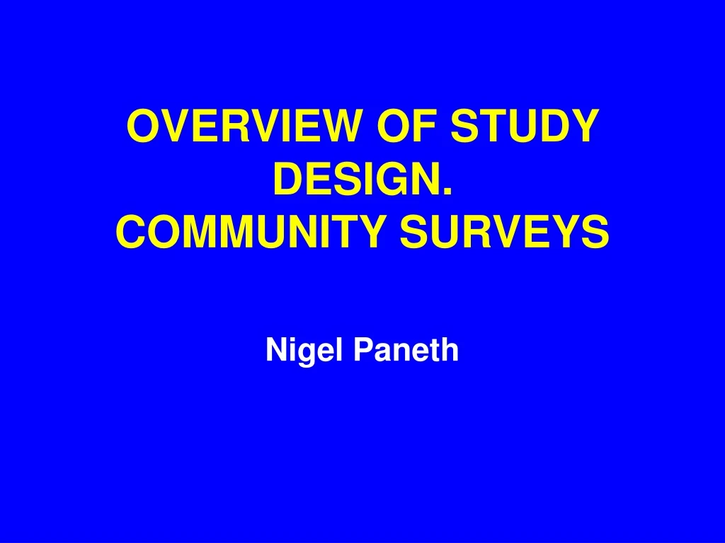 overview of study design community surveys