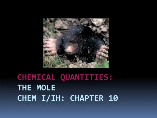 CHEMICAL QUANTITIES: THE MOLE chem i / Ih : Chapter 10