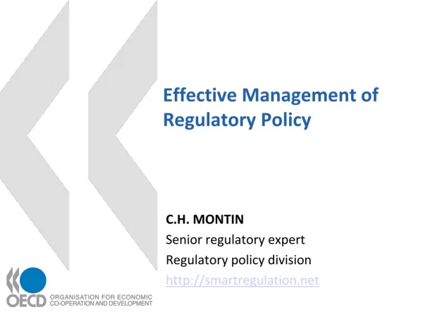 Effective Management of Regulatory Policy