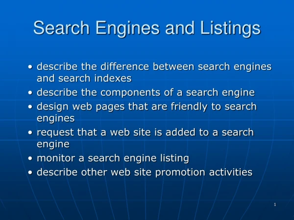 Search Engines and Listings