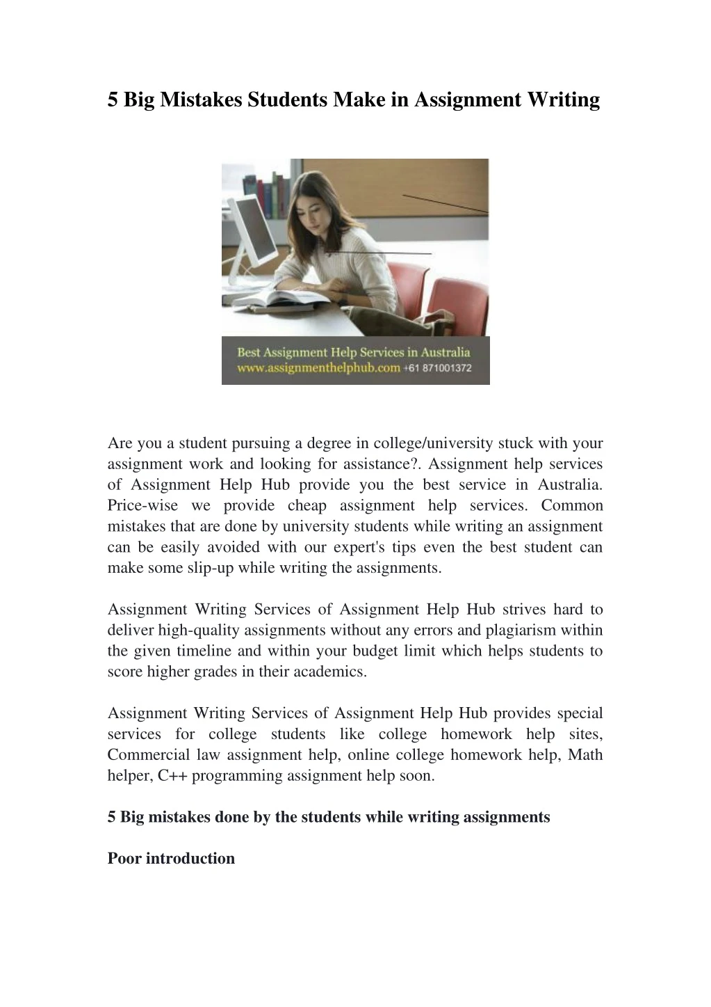 5 big mistakes students make in assignment writing