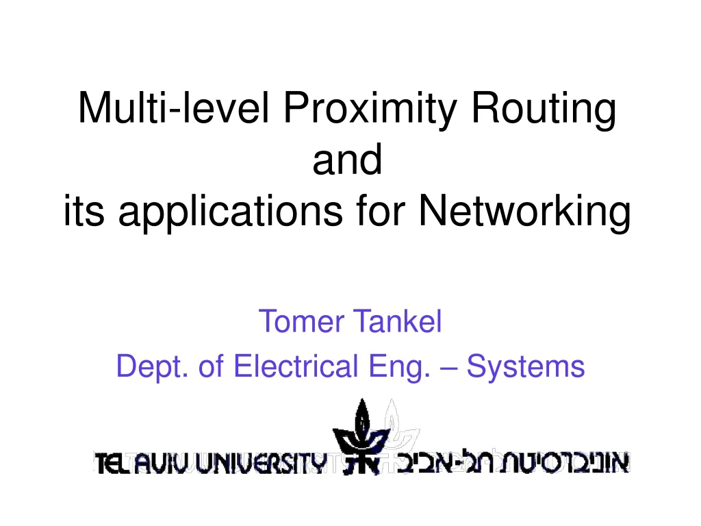 tomer tankel dept of electrical eng systems