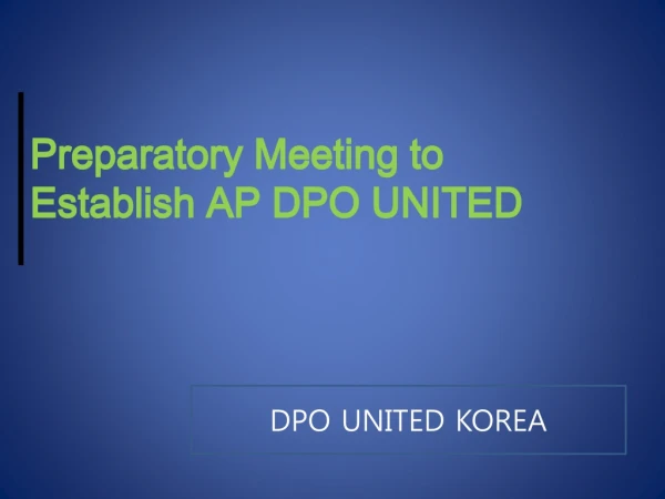 Preparatory Meeting to Establish AP DPO UNITED