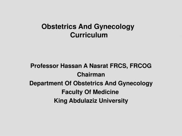 Obstetrics And Gynecology Curriculum
