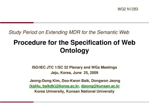 Procedure for the Specification of Web Ontology