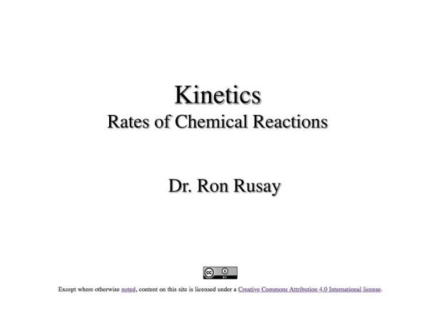 Kinetics Rates of Chemical Reactions