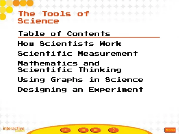 Table of Contents How Scientists Work Scientific Measurement Mathematics and Scientific Thinking