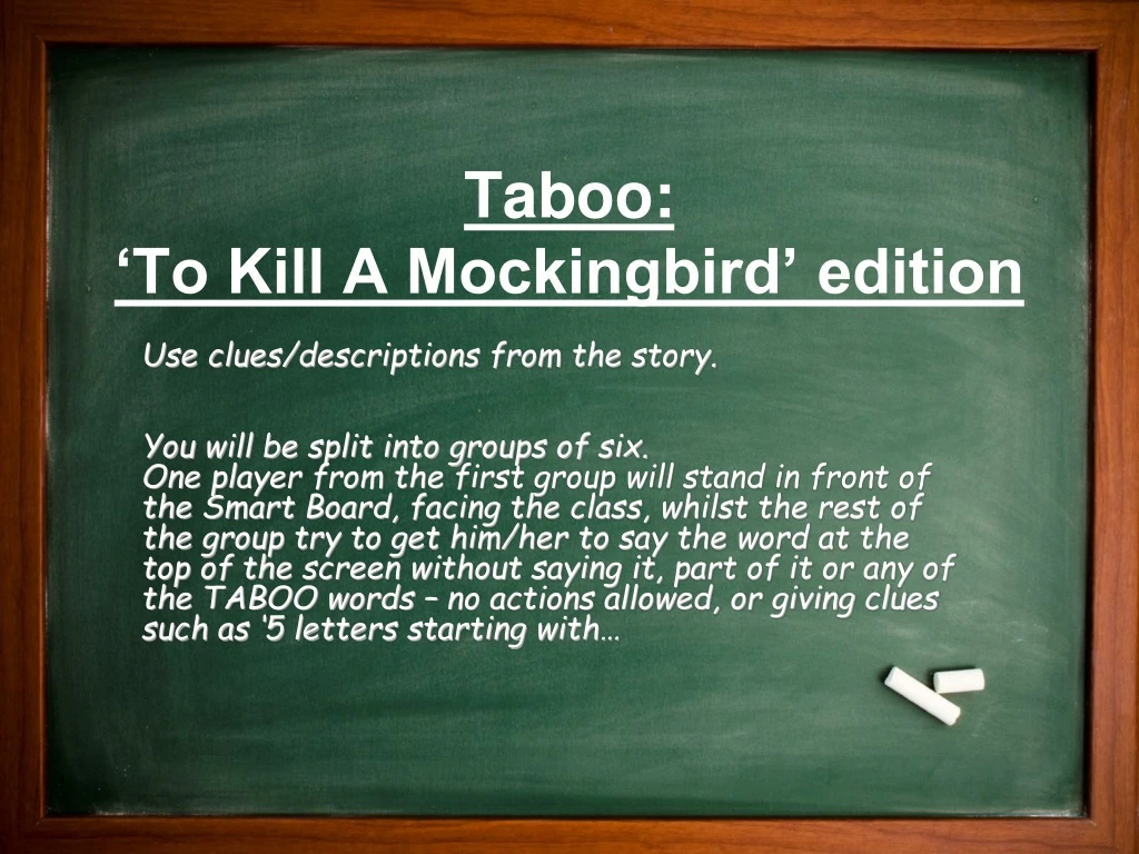 taboo to kill a mockingbird edition
