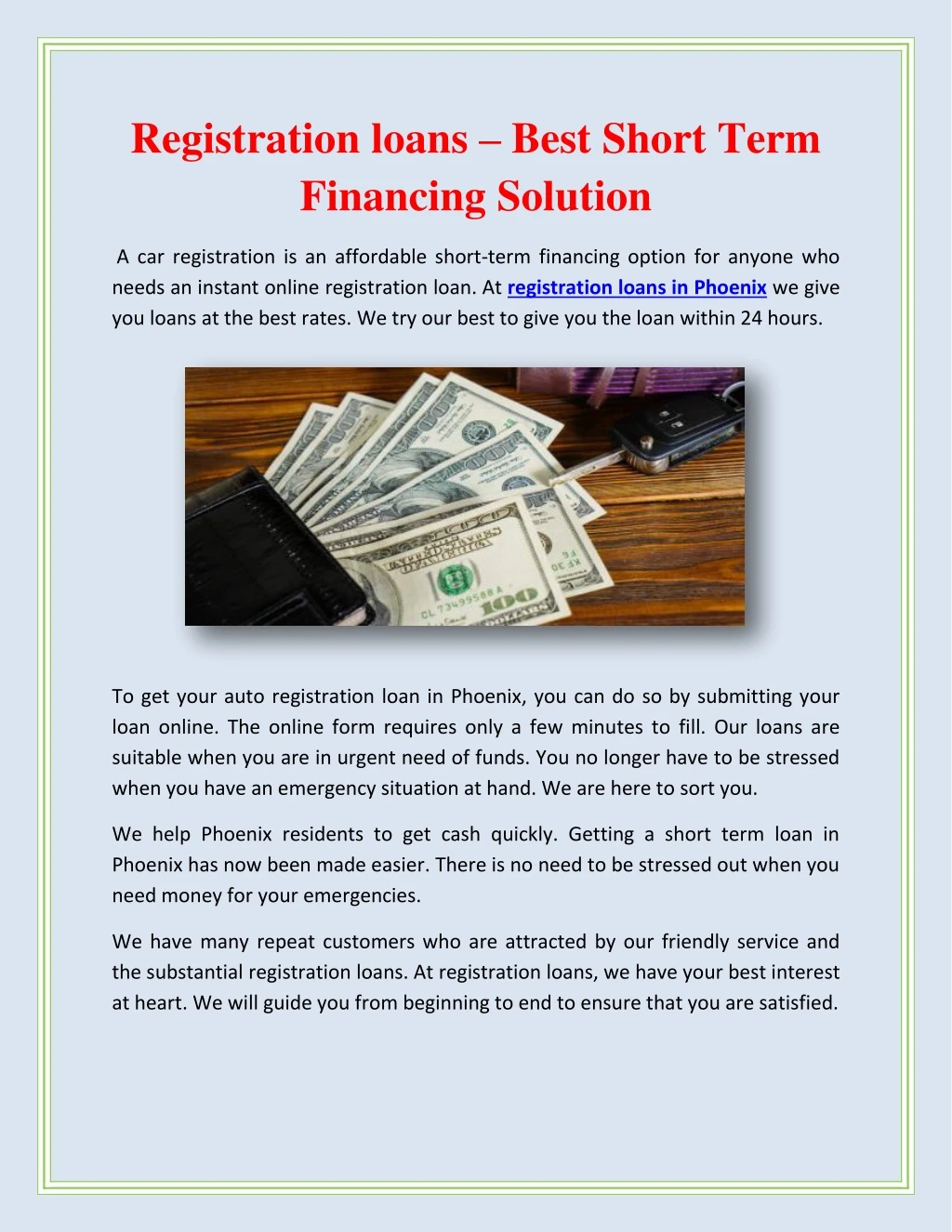 registration loans best short term financing