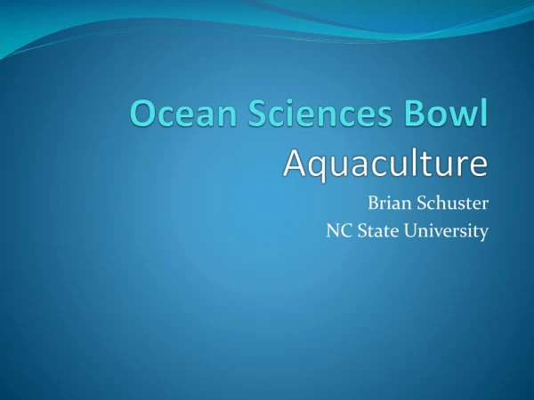 Ocean Sciences Bowl Aquaculture