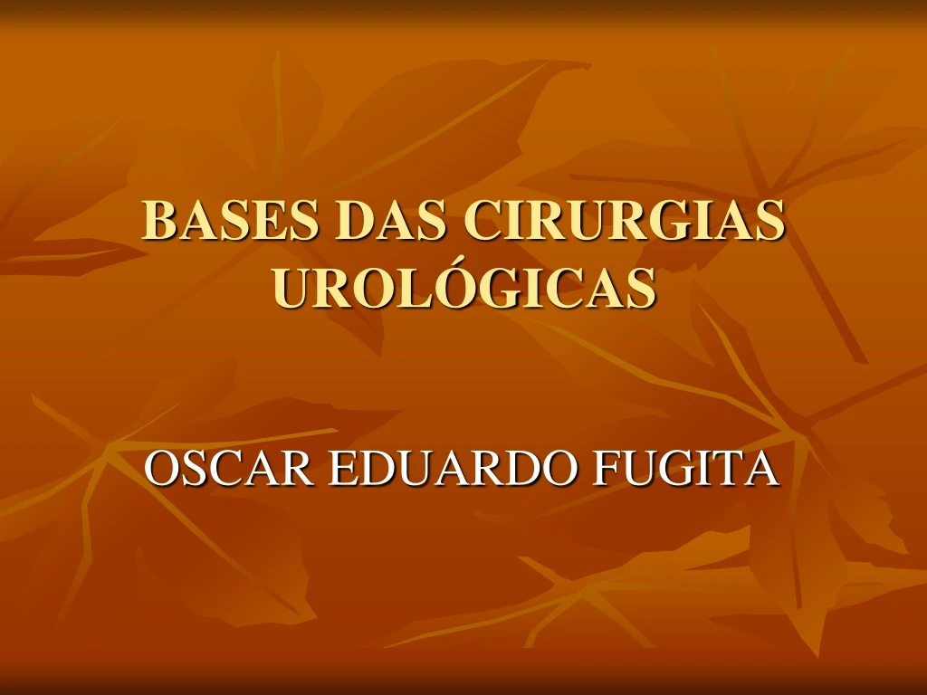 bases das cirurgias urol gicas