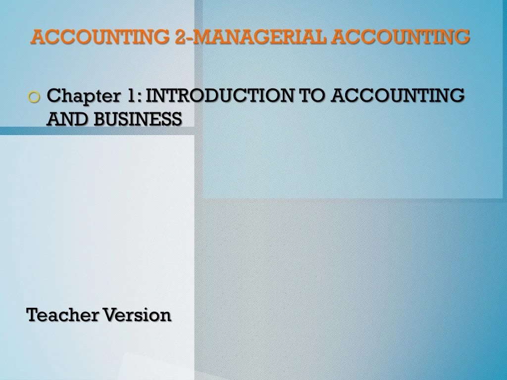 accounting 2 managerial accounting