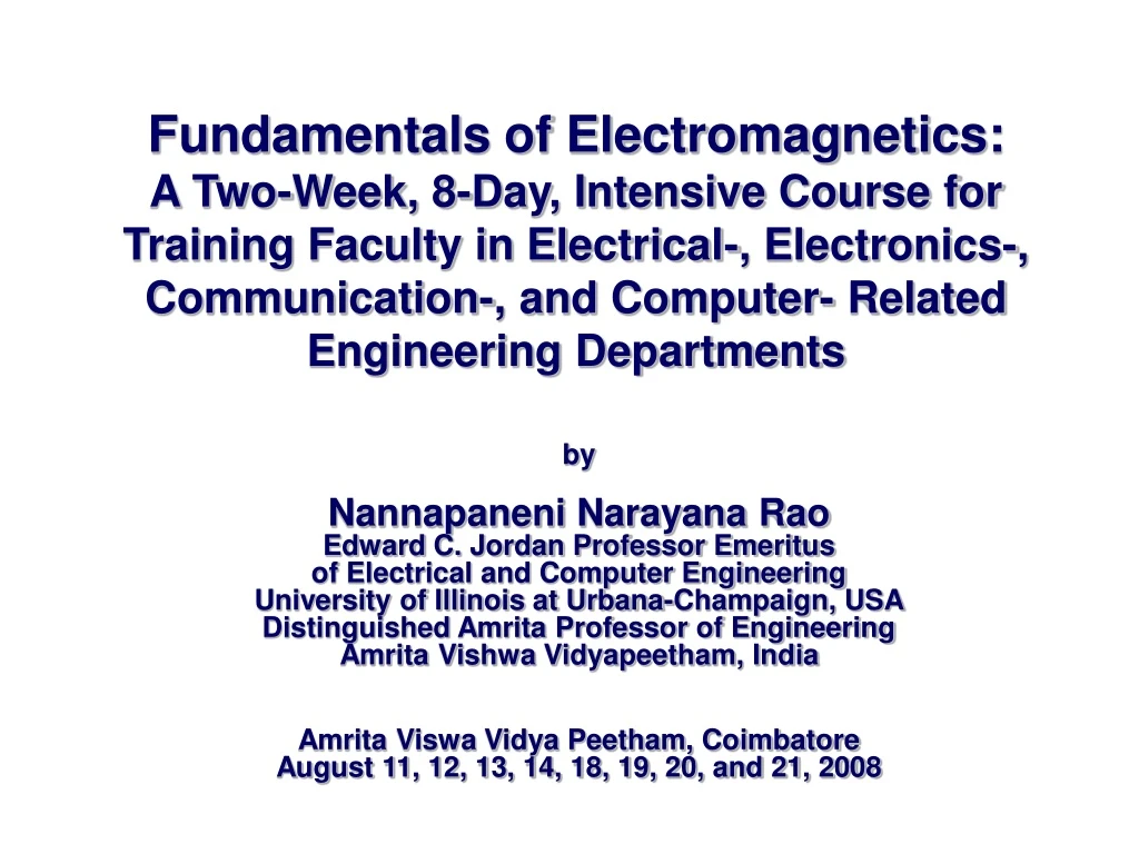 fundamentals of electromagnetics a two week