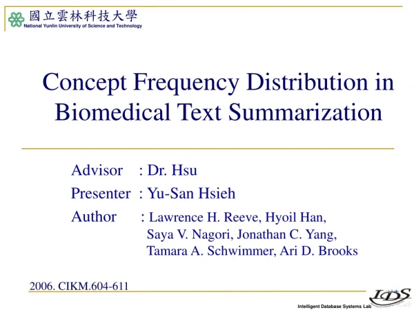 Concept Frequency Distribution in Biomedical Text Summarization