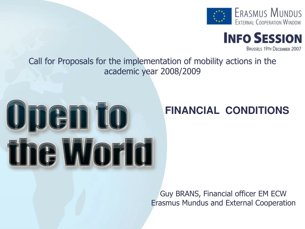 call for proposals for the implementation of mobility actions in the academic year 2008 2009