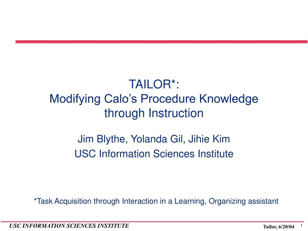 tailor modifying calo s procedure knowledge through instruction