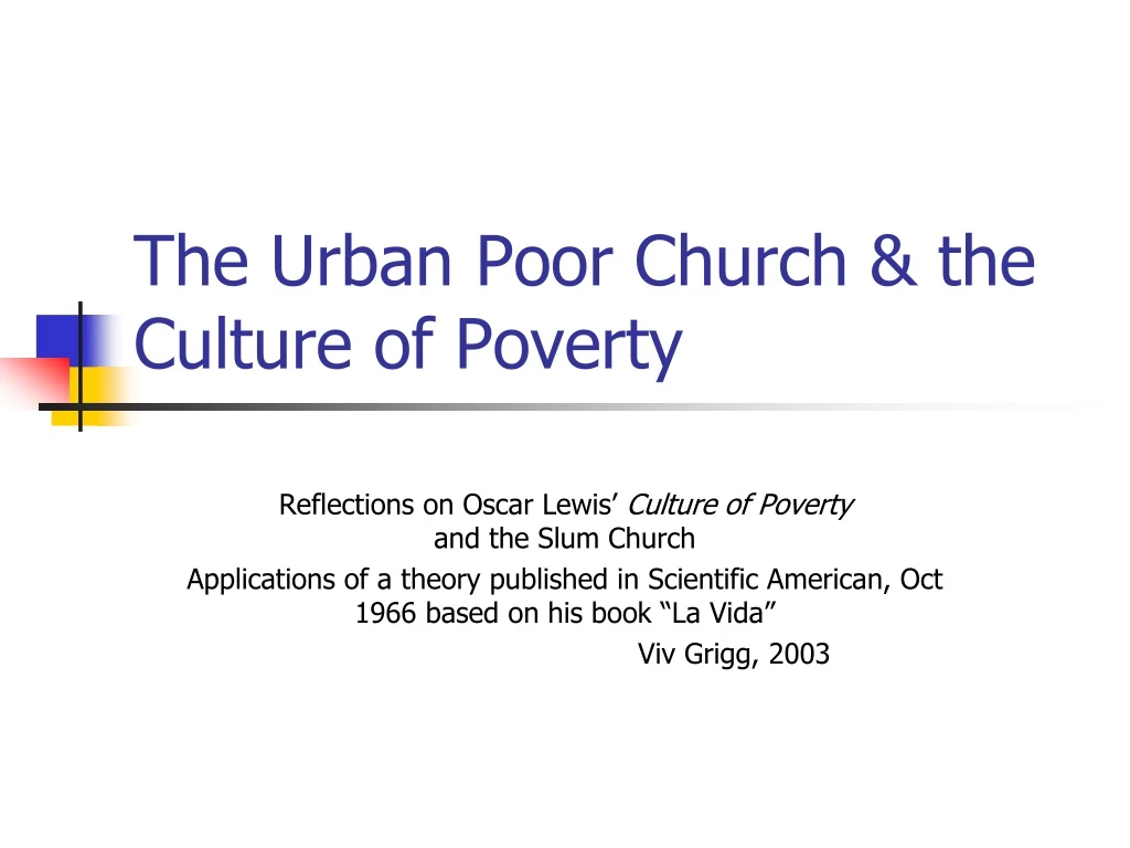 the urban poor church the culture of poverty