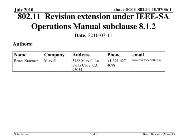 802.11 Revision extension under IEEE-SA Operations Manual subclause 8.1.2