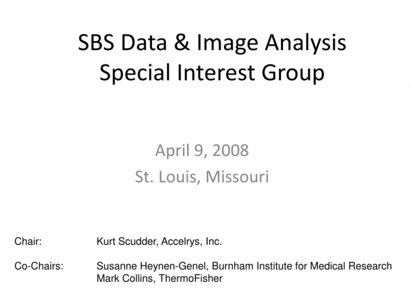 SBS Data &amp; Image Analysis Special Interest Group