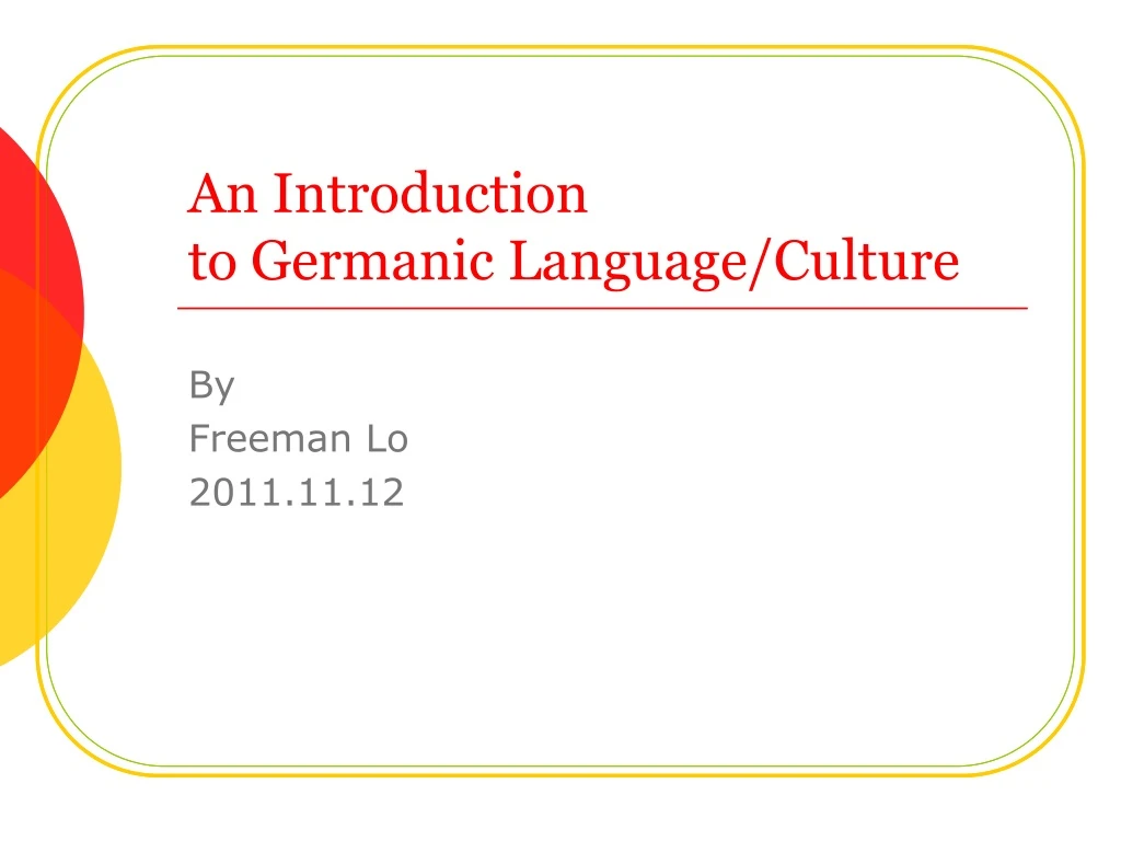 an introduction to germanic language culture