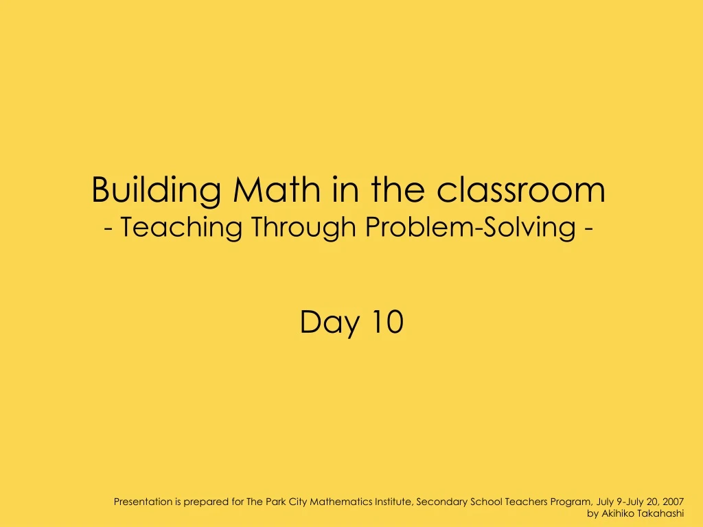 building math in the classroom teaching through problem solving