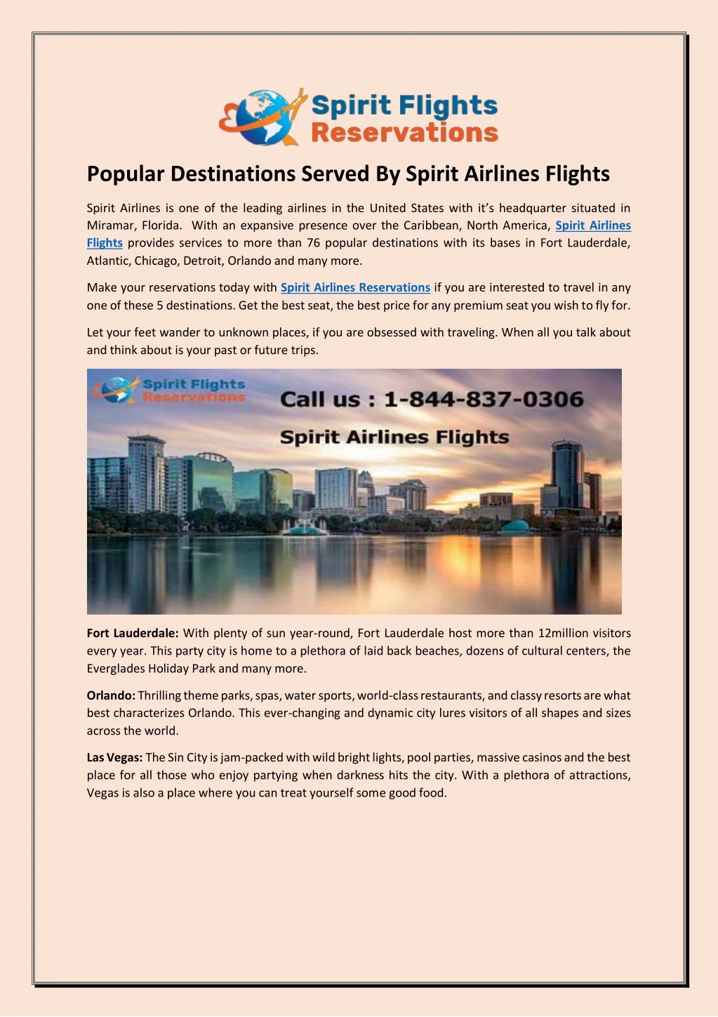 popular destinations served by spirit airlines