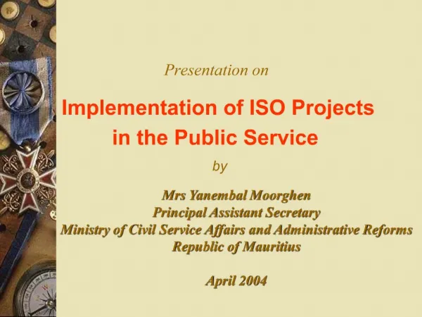 Implementation of ISO Projects in the Public Service