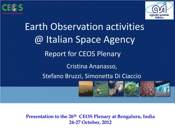 Earth Observation activities @ Italian Space Agency