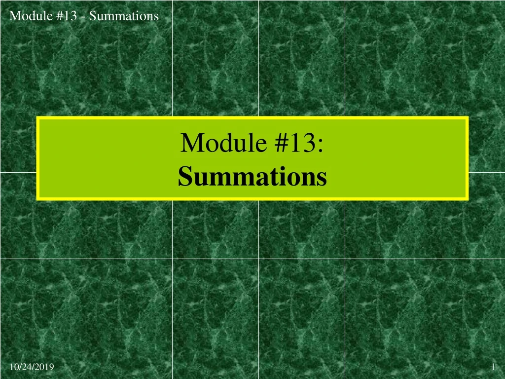 module 13 summations