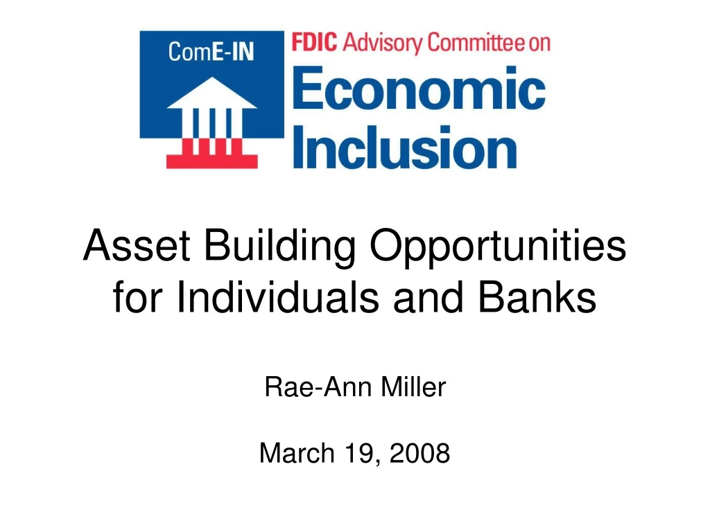 asset building opportunities for individuals and banks