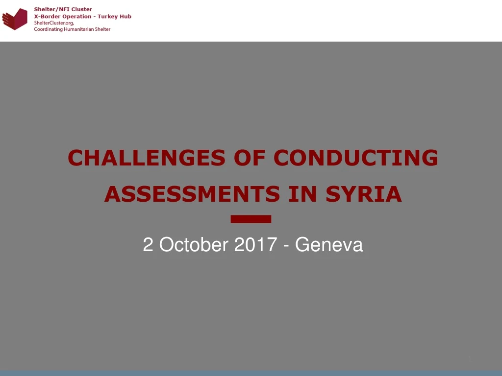 challenges of conducting assessments in syria 2 october 2017 geneva