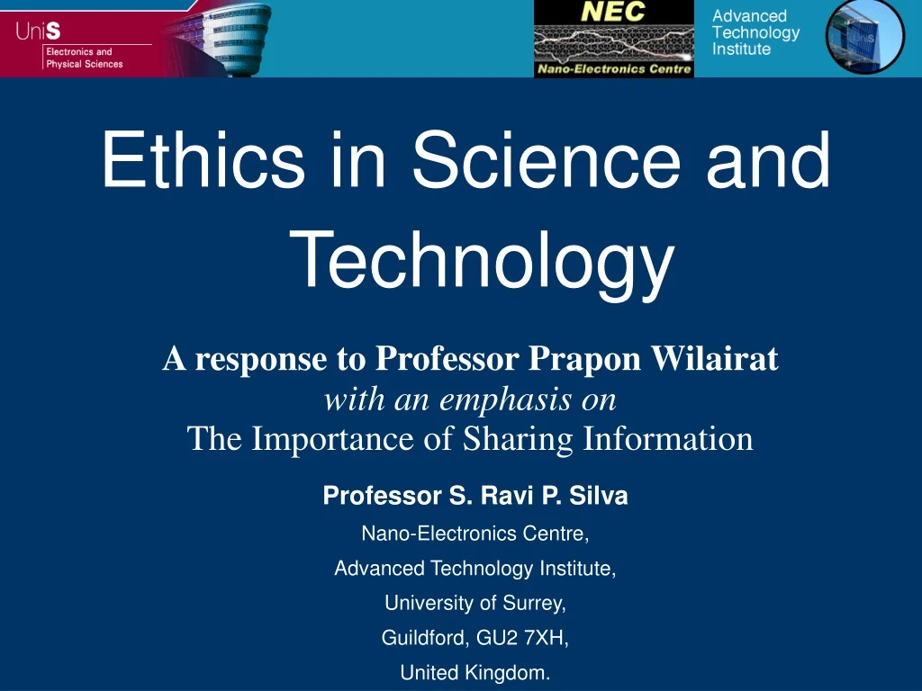 ethics in science and technology