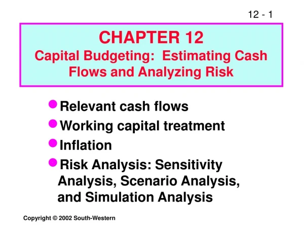 Relevant cash flows Working capital treatment Inflation