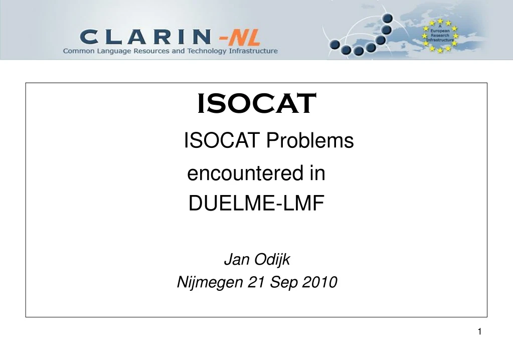 isocat isocat problems encountered in duelme