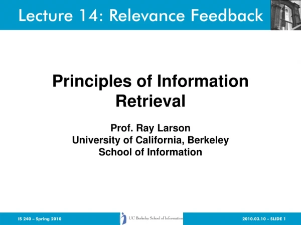Lecture 14: Relevance Feedback