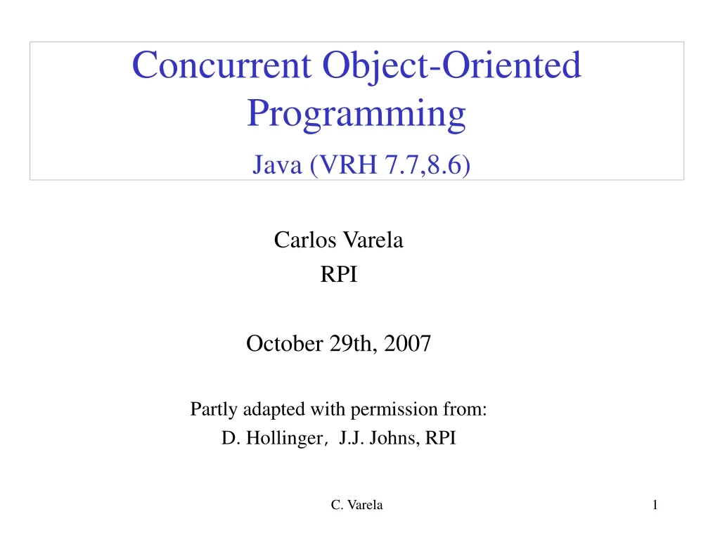 concurrent object oriented programming java vrh 7 7 8 6