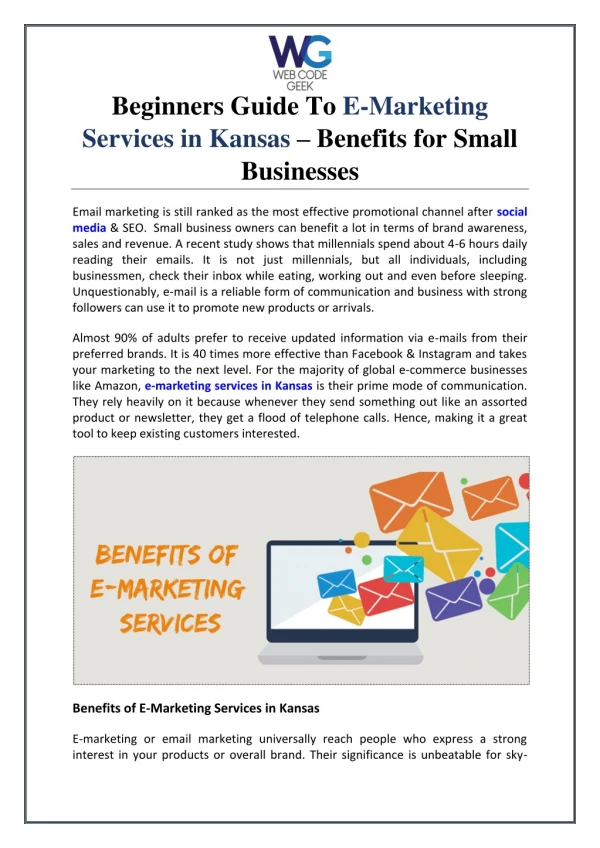 Beginners Guide To E-Marketing Services in Kansas – Benefits for Small Businesses