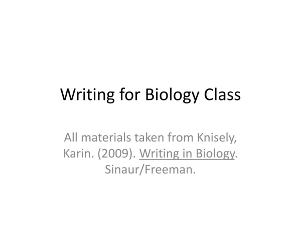 Writing for Biology Class