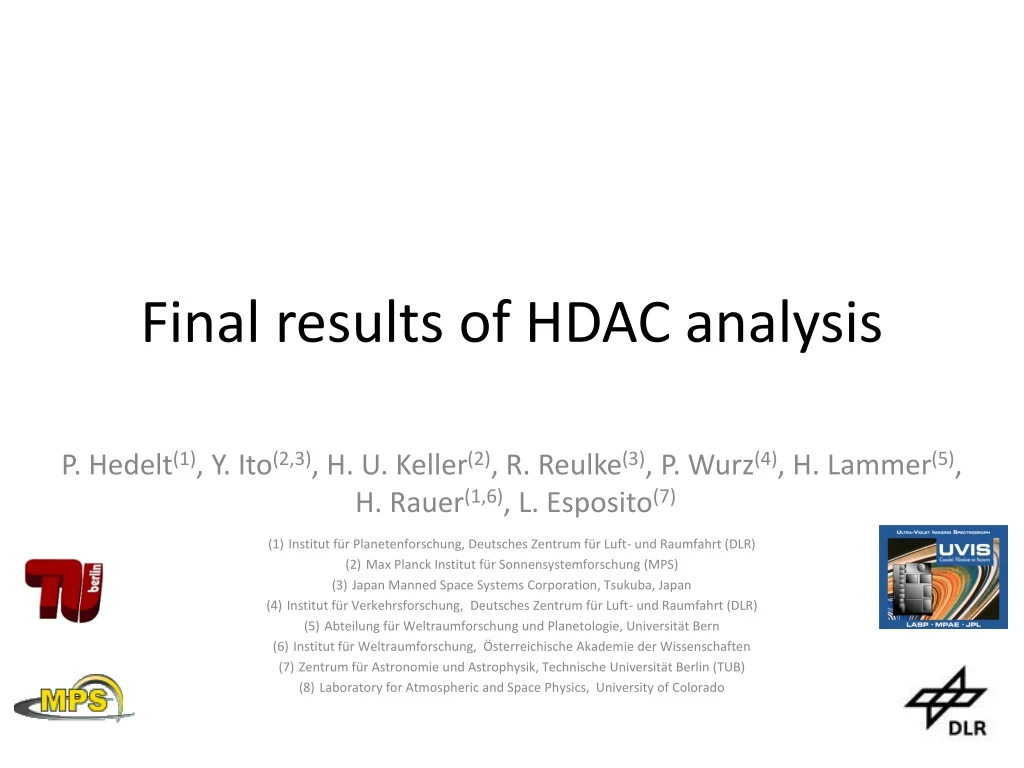 final results of hdac analysis