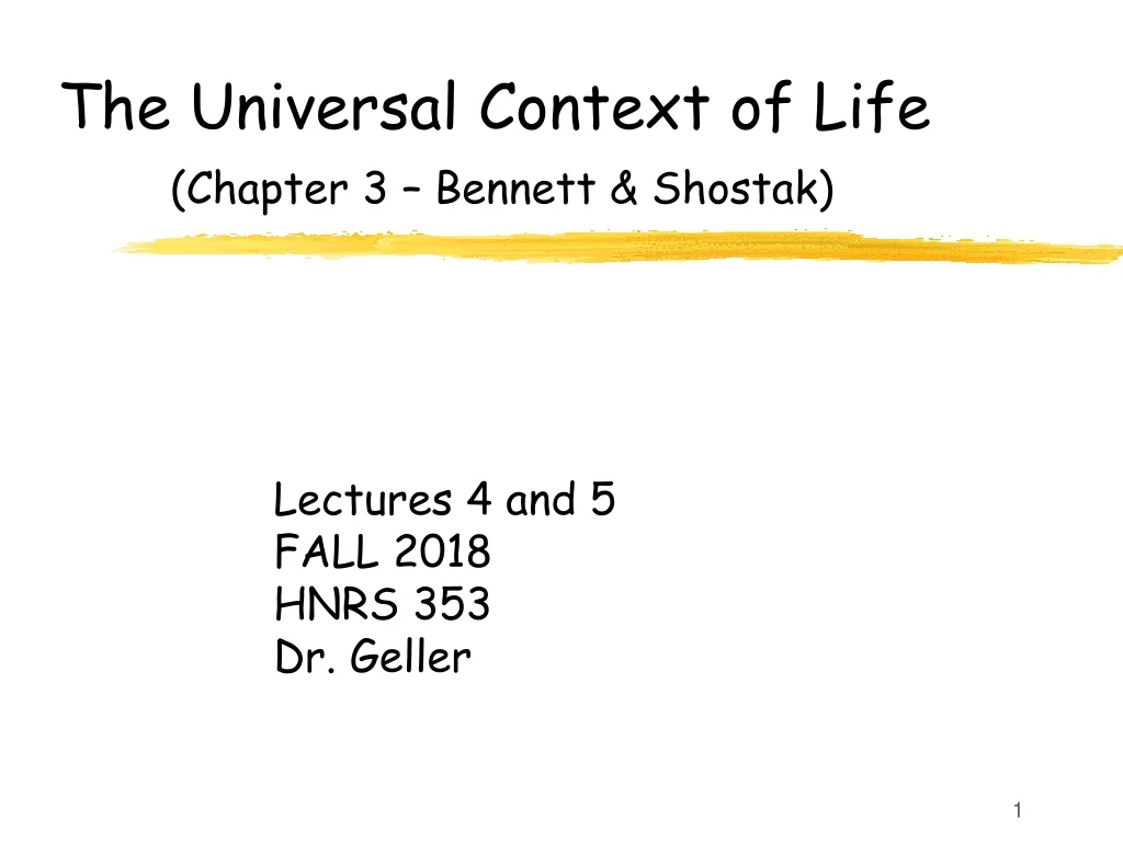 the universal context of life chapter 3 bennett shostak