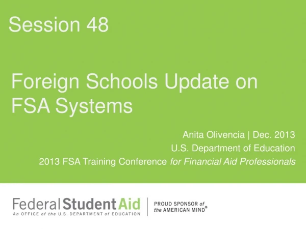 Foreign Schools Update on FSA Systems