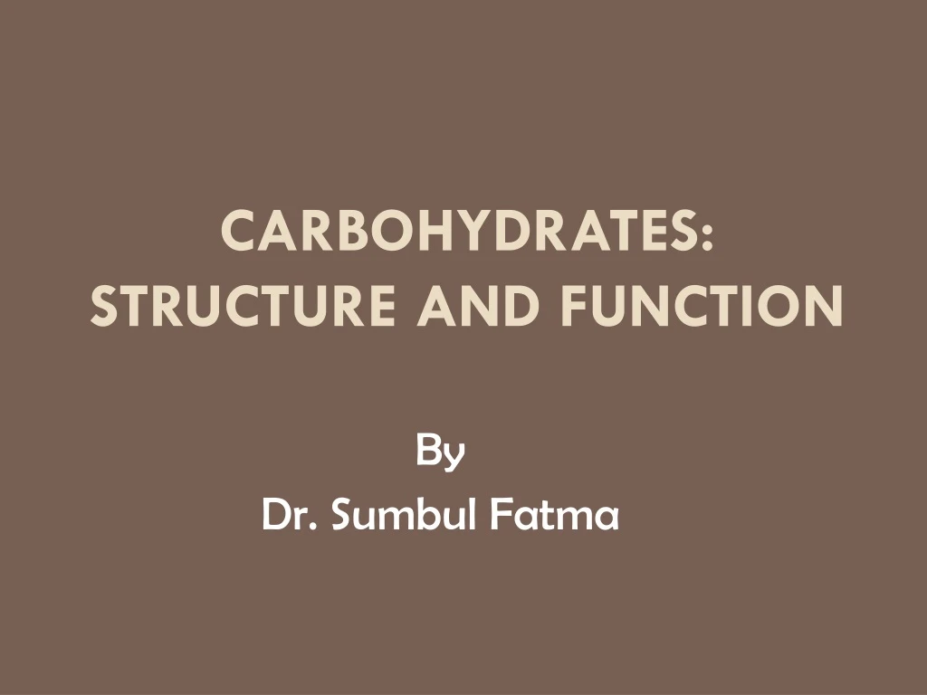 carbohydrates structure and function