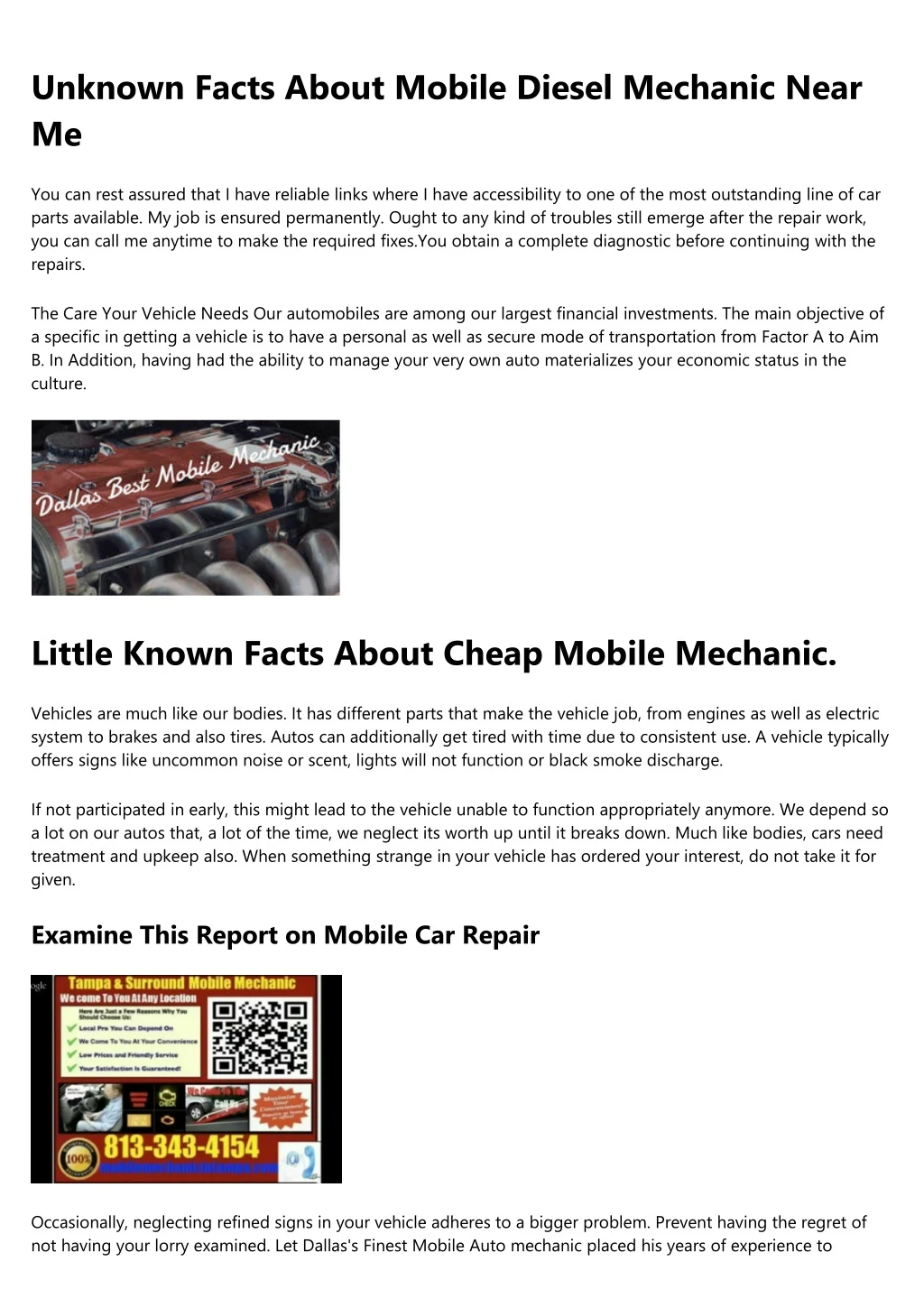 unknown facts about mobile diesel mechanic near me