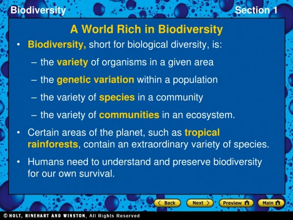 A World Rich in Biodiversity