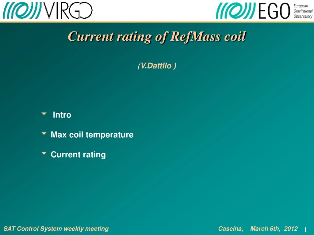 current rating of refmass coil v dattilo