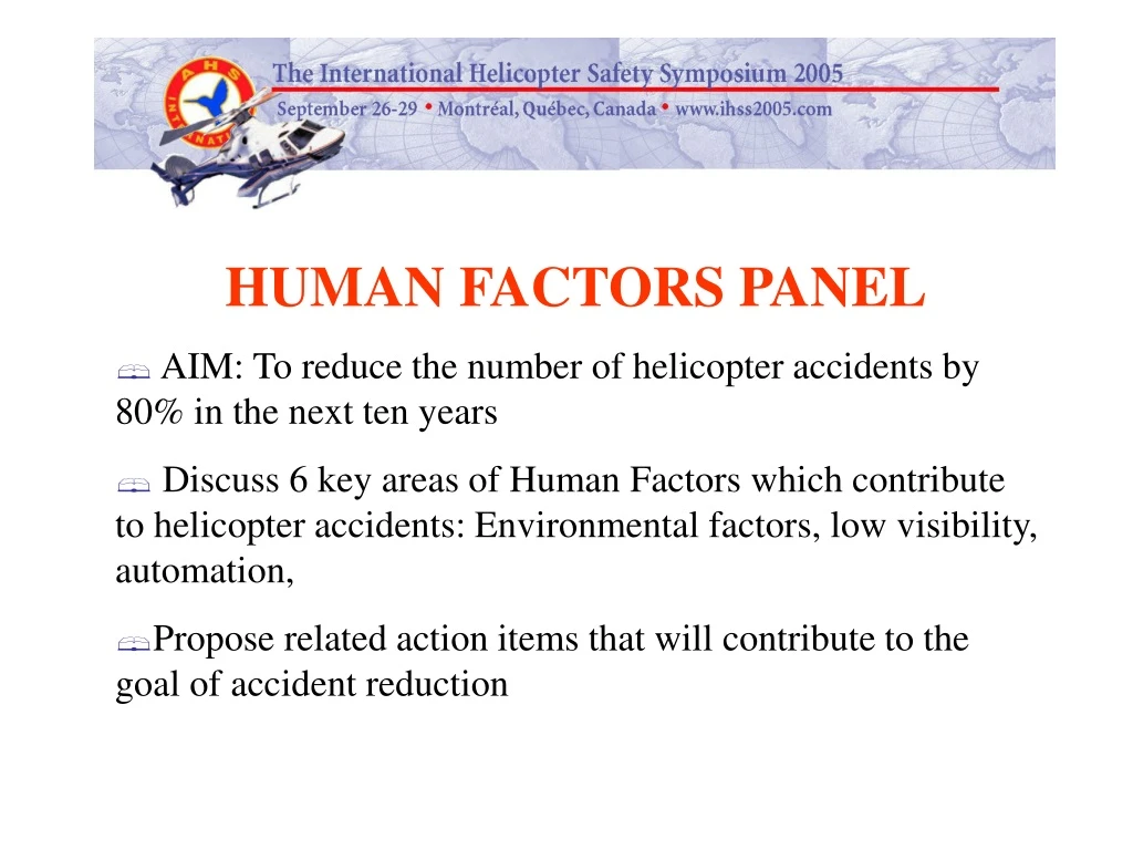 human factors panel aim to reduce the number